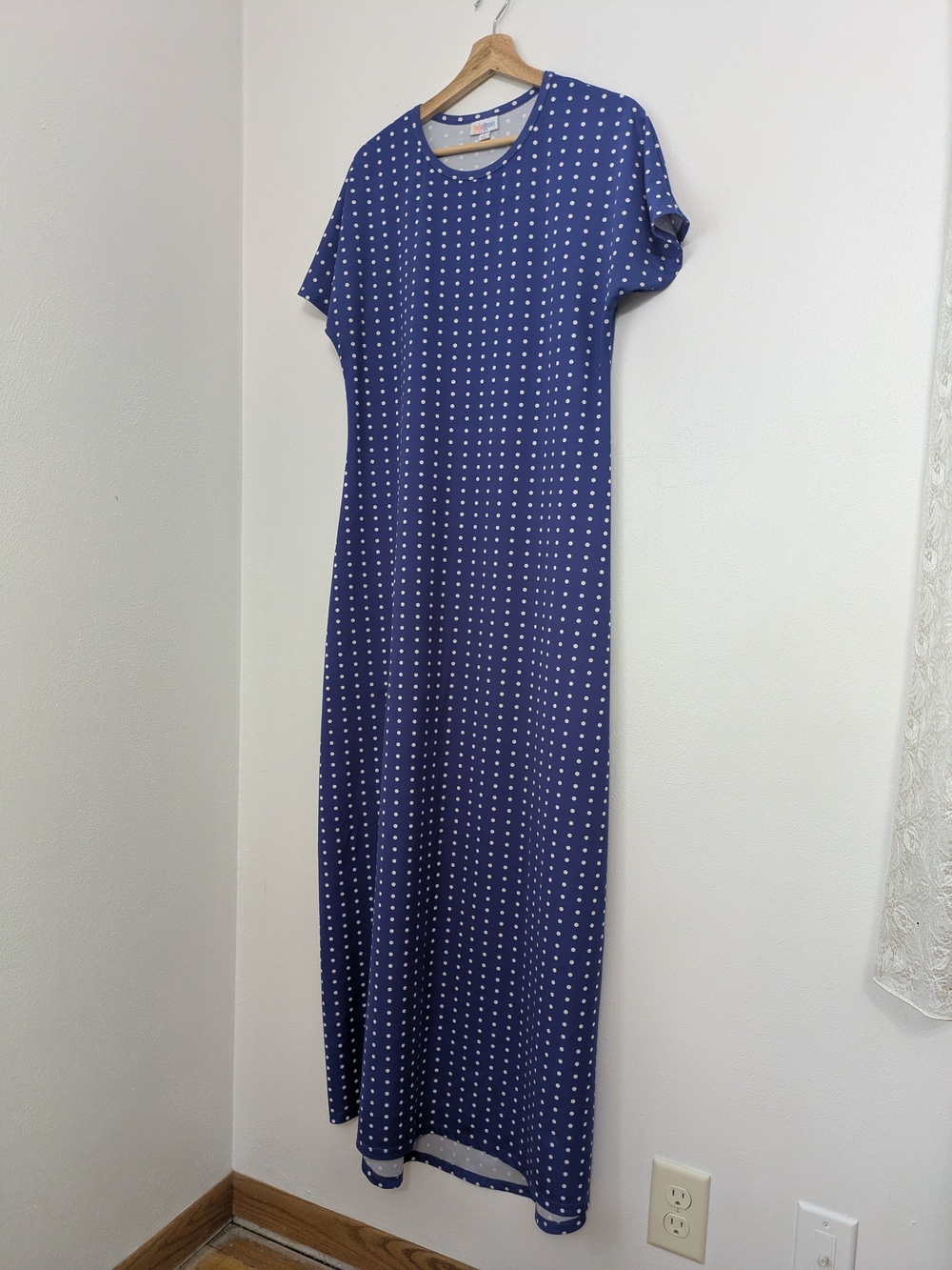 LuLaRoe Navy Blue Polka Dot Maxi Dress